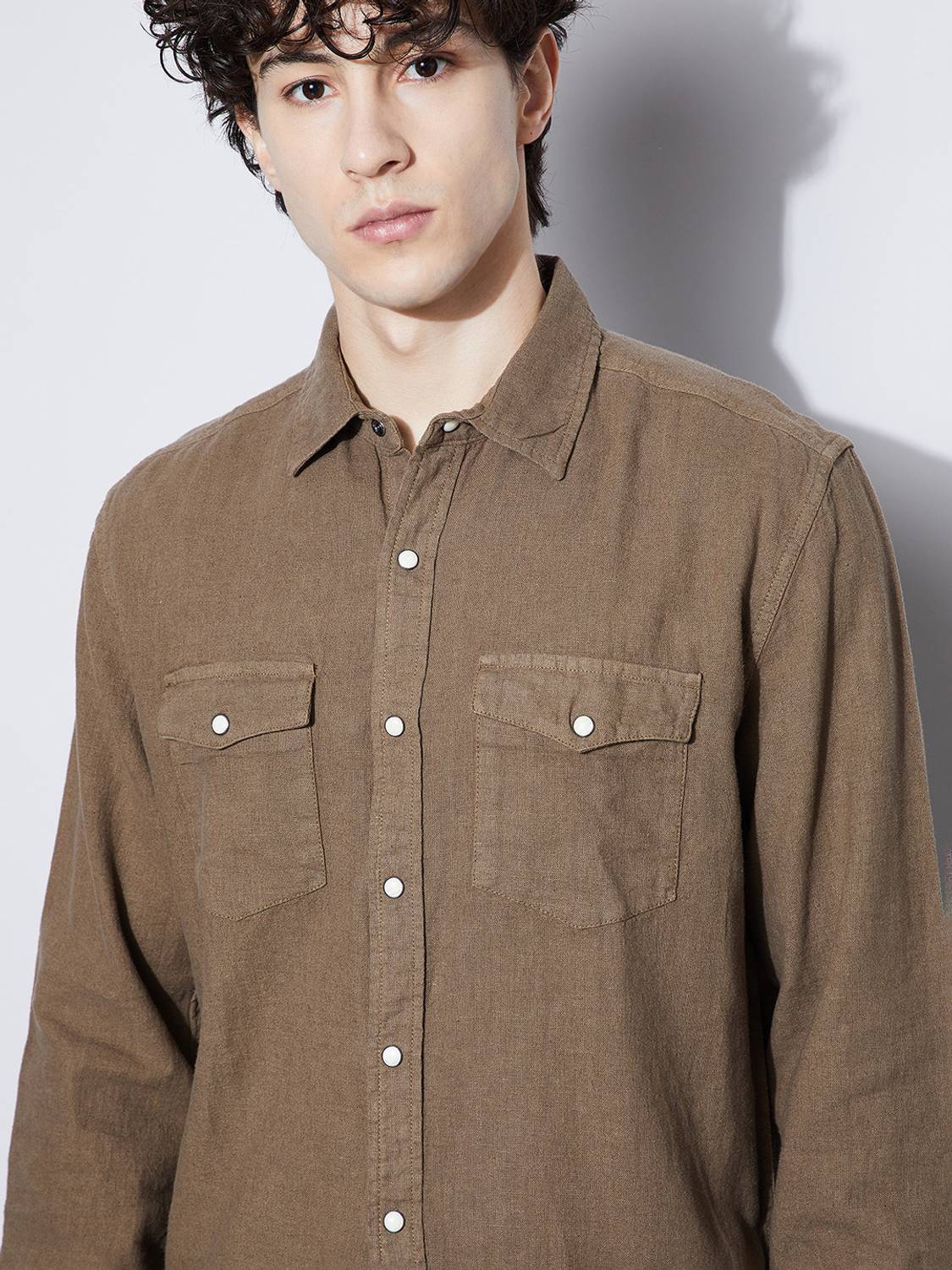 Forca by Lifestyle Men Solid Casual Brown Shirt