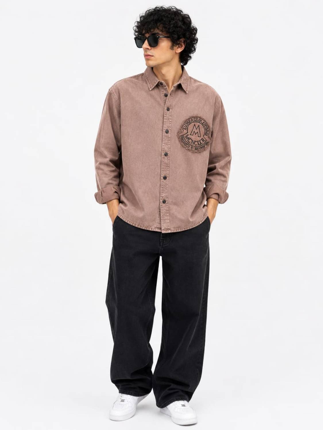 RAW SQUARED Men Embroidered Casual Pink Shirt
