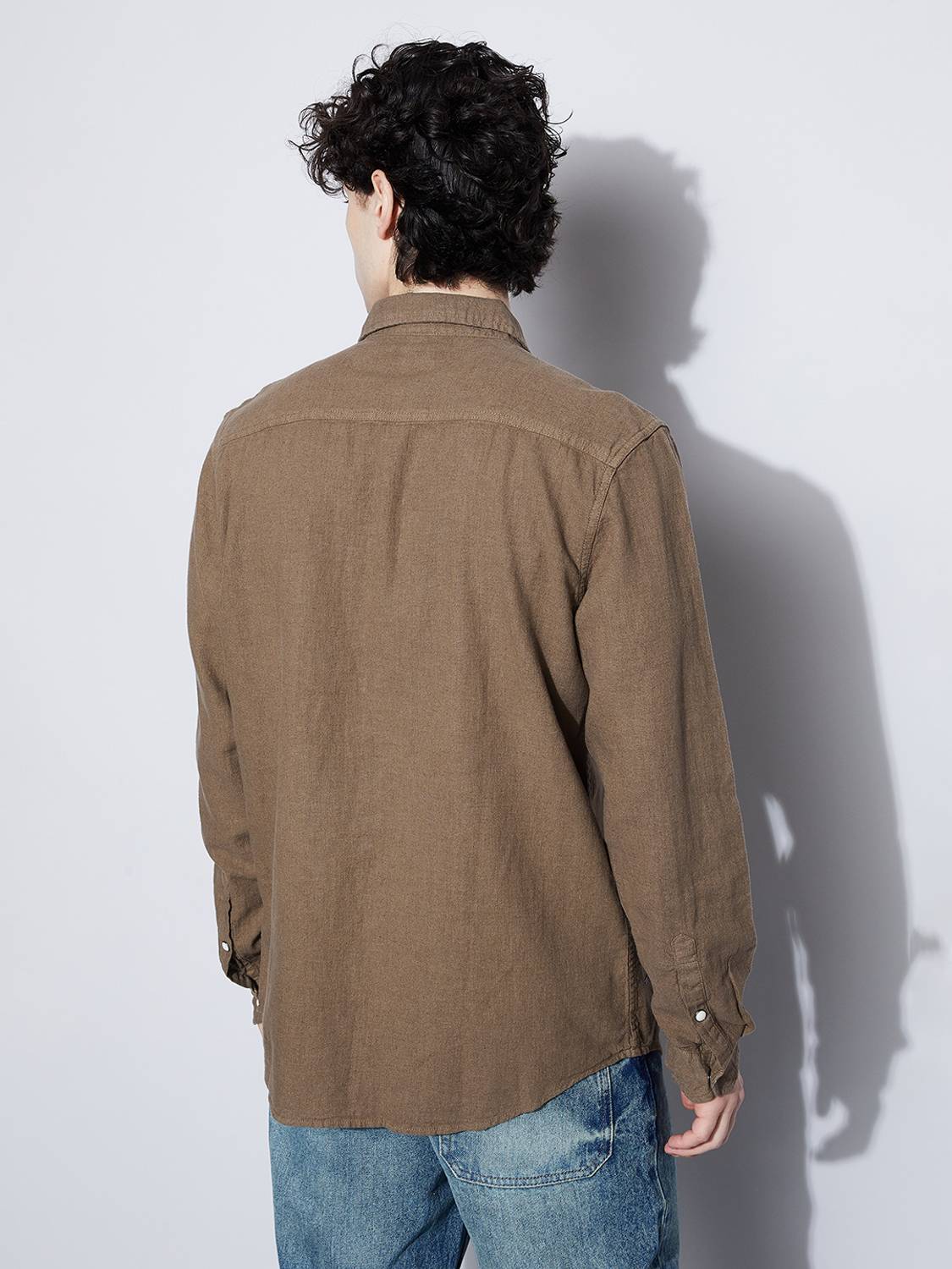 Forca by Lifestyle Men Solid Casual Brown Shirt