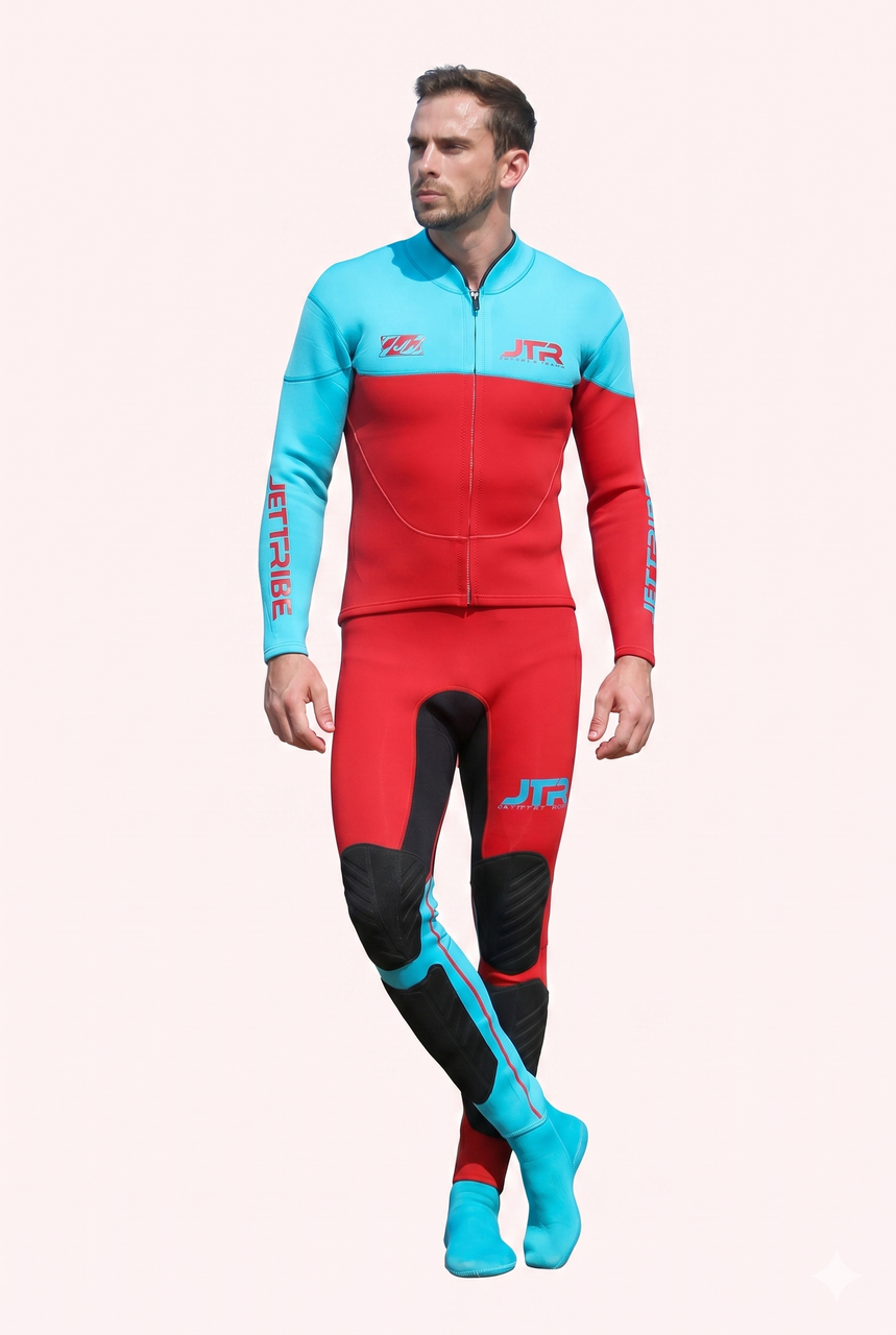 JTR Series 2 Piece Wetsuit Set | Red / Aqua  | John & Jacket
