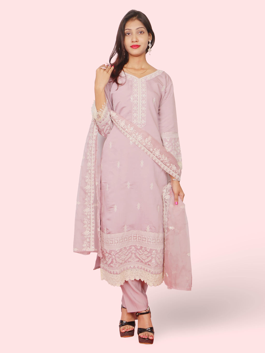 Women's Cotton-Silk Straight Suit with Dupatta