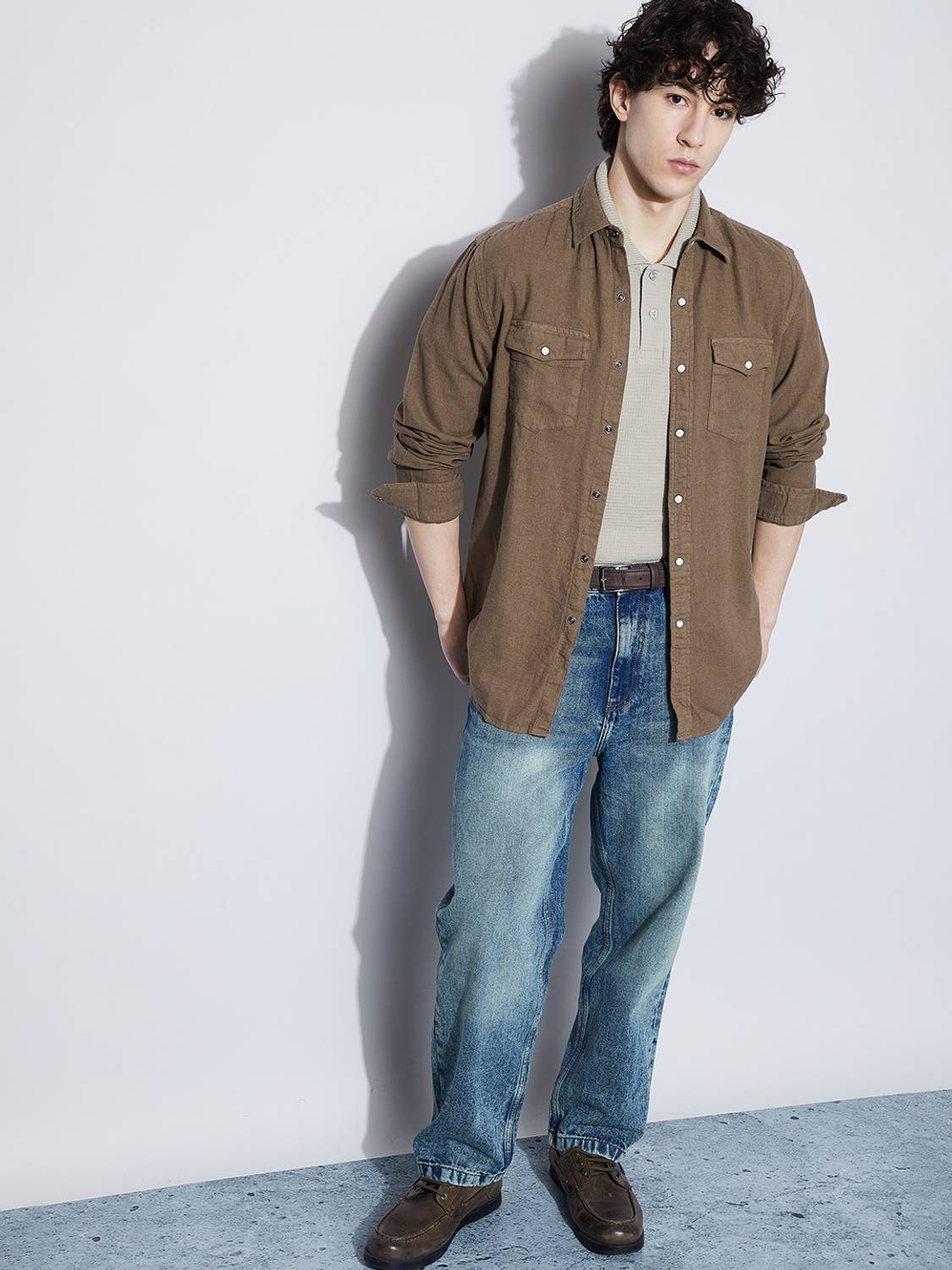 Forca by Lifestyle Men Solid Casual Brown Shirt