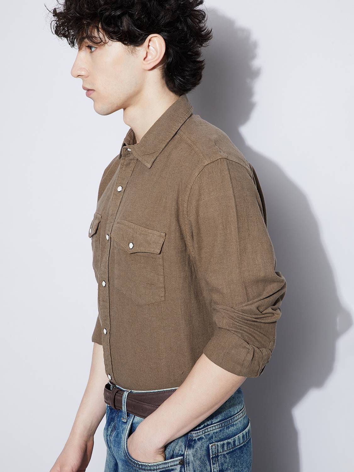 Forca by Lifestyle Men Solid Casual Brown Shirt