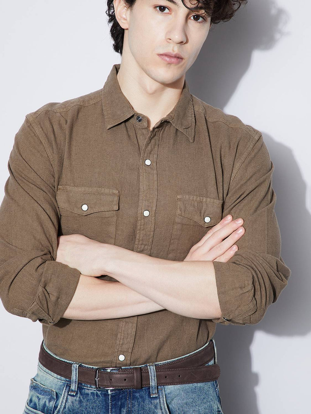 Forca by Lifestyle Men Solid Casual Brown Shirt