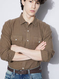 Forca by Lifestyle Men Solid Casual Brown Shirt